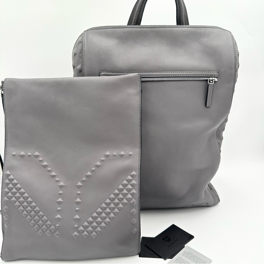 MCM Leather Backpack With Removable Pouch
